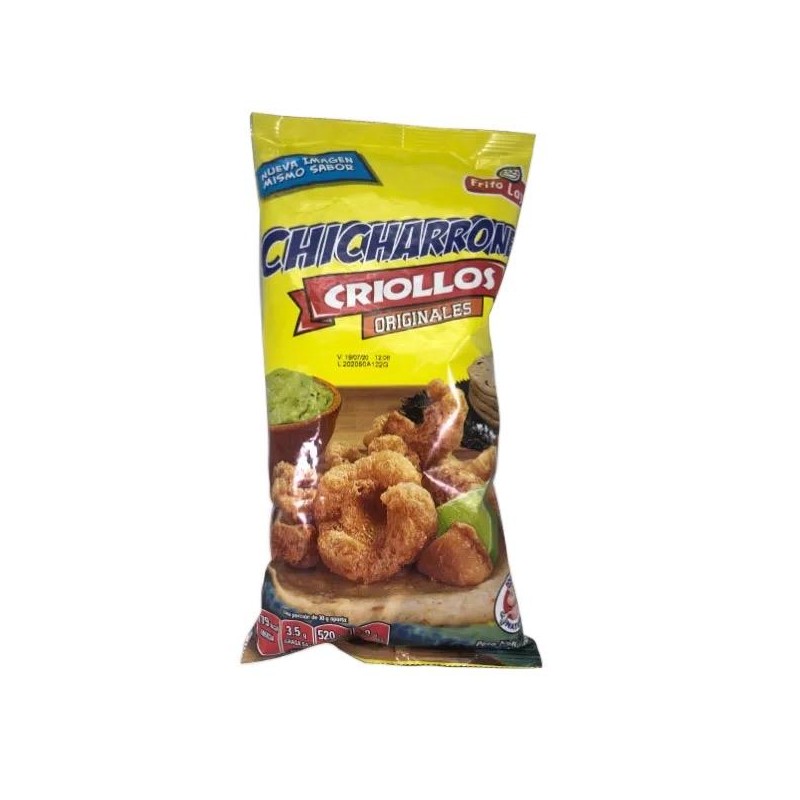 Pork Flavored Chicharrones Criollos original from Guatemala. Snack dorito -