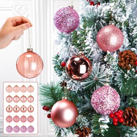 Hollowfly 20 Pcs Christmas Glass Ball Ornaments 3.15 Inch Christmas Tree Hanging Glass Balls Xmas Tree Ball Ornament Set Decorative Glass Balls for 2025 Christmas Tree Decor Holiday Party Gift
