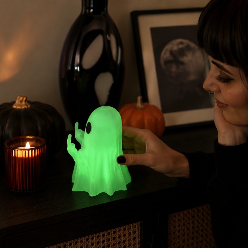 Halloween Ghost Statue Decor for Home – Glowing Spooky Resin