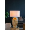 D18x31 Round Aluminum Gold Table Lamp with White Fabric Shade