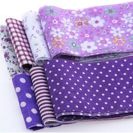 7Pcs Purple Cotton Craft Fabric Bundle Squares Patchwork, DIY Sewing Scrapbooking Quilting Floral Dot Pattern, Craft and Hobby Fabric, Crafts and Sewing 10 x 10 (25cm x 25cm)