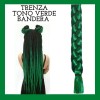 Trenza Para Decoración Extensión Peinado 58cm Verde