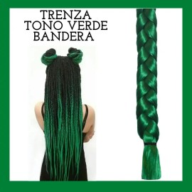 Trenza Para Decoración Extensión Peinado 58cm Verde