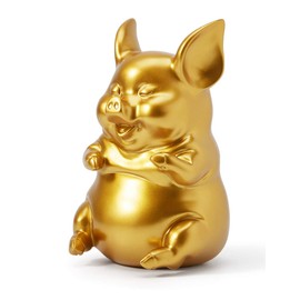 HAUCOZE Piggy Bank Coin Money Bank Pig Statue Gifts Modern Sculpture Home Decor Figurine Polyresin Arts Crafts Tirelire Gold 21cm