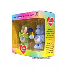 carebears Care Bears Flocked Figures Pack Of 2 Good Luck Bear and Grumpy Bear Collectible