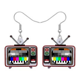 LONYOO Acrylic Heart Vintage Earrings Statement Dangle Drop Jewellery Nostalgia Gifts for Women Girls Charms, Acrylic, No Gemstone