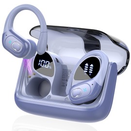STECEi Wireless Earbuds 75hrs Bluetooth 5.4 Headphone Sport, Bluetooth Earbuds HiFi Stereo Over Ear Bud with Earhooks, ENC Noise Cancelling Mic, IP7 Waterproof Wireless Earphone, Purple Blue
