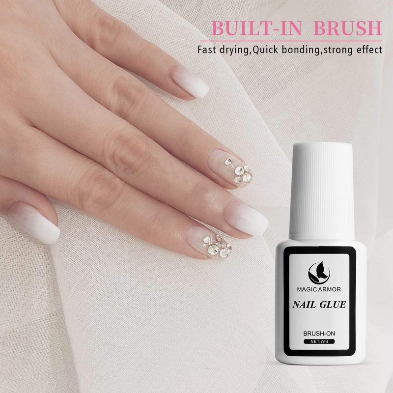 MAGIC ARMOR Nail Glue, Strong Nail Glue for Acrylic Nails,