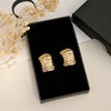 Textured C-Shaped Stud Earrings for Women, Gold-Plated, Hypoallergenic