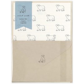 Animal Parade Letter Set Polar Bear NLS-101 (3) 6 Stationery Papers, 3 Envelopes and 3 Mailing Labels, Rulu/RYU-RYU