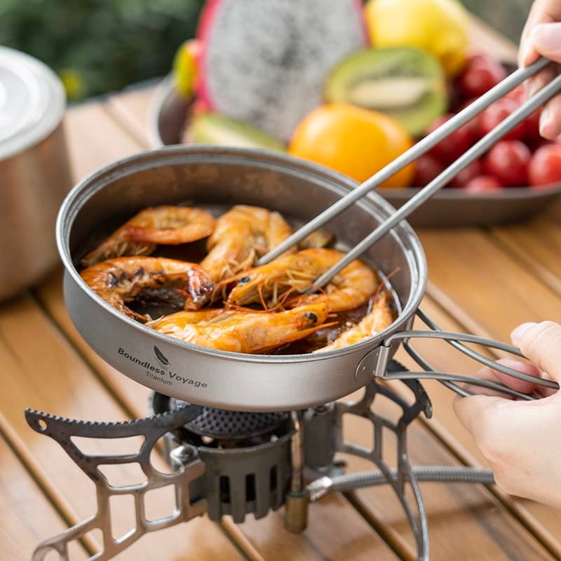 Boundless Voyage Titanium Pot Pan Set Camping Pot with Foldable