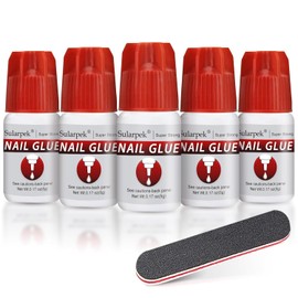 Sularpek Pack of 5 5 g Nail Glue, Nail Glue, Quick Drying, Extra Strong Super Glue for Artificial Nails, False Nail Glue for Stick or Repair Artificial Nails