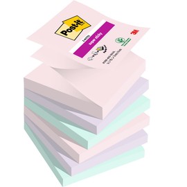 Post-it Super Sticky Z-Notes Soulful Color Collection, Pack of 6 Pads, 90 Sheets per Pad,76 mm x 76 mm, Pink, Purple, Green - Extra Sticky Notes for Note Taking, to Do Lists & Reminders