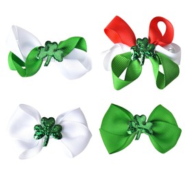 St Patricks Day Accessories for Hair Green Bow Hair Clips for Women Shamrock Hair Bows for Girls St. Patricks Day Gifts for Teens Bowknot Hairpins Hair Slide Clip Set 4 Pcs