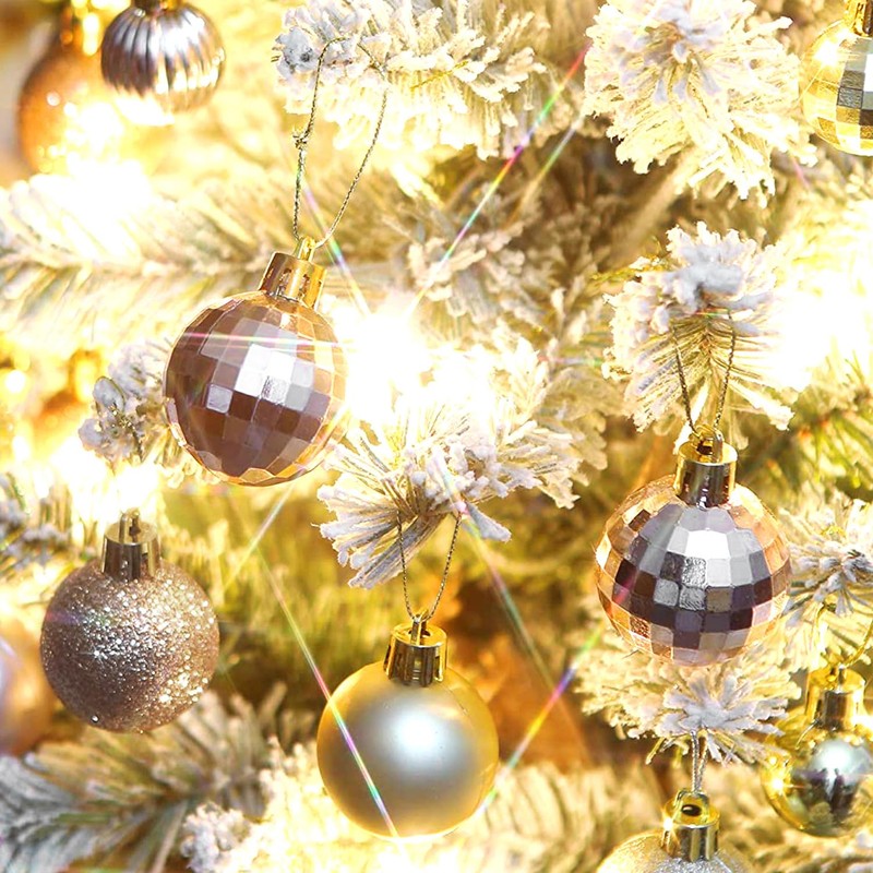 VEYLIN Christmas Mini Baubles, 49pcs 3cm Mini Christmas Tree Baubles