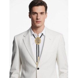 GelConnie Western Bolero Tie for Men A to Z Texas Bolo Tie Leather Cowboy Necktie Rodeo Country Western Neck Ties Gold