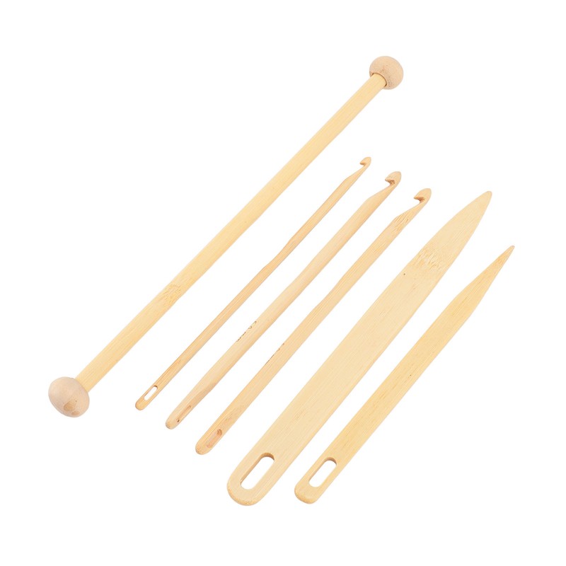 6Pcs Wood Hand Loom Stick Set Wood Weaving Crochet Needle