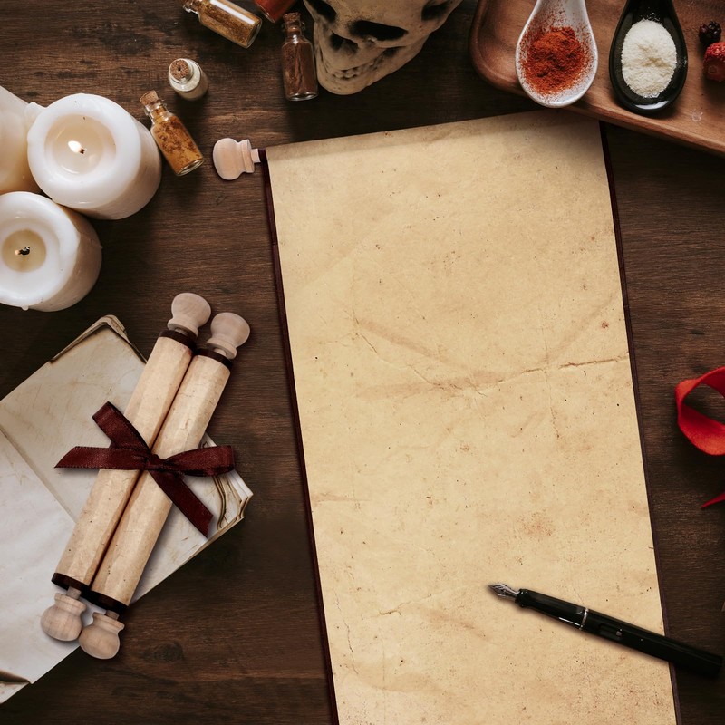 Epakh 2 Pack Blank Paper Scrolls Wrapped on Wood Rod