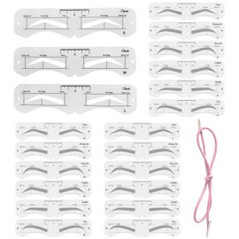 Generic 3 Size Eyebrow Stencils, 6 Styles, Soft, Reusable Eyebrow Template Kit with Strap