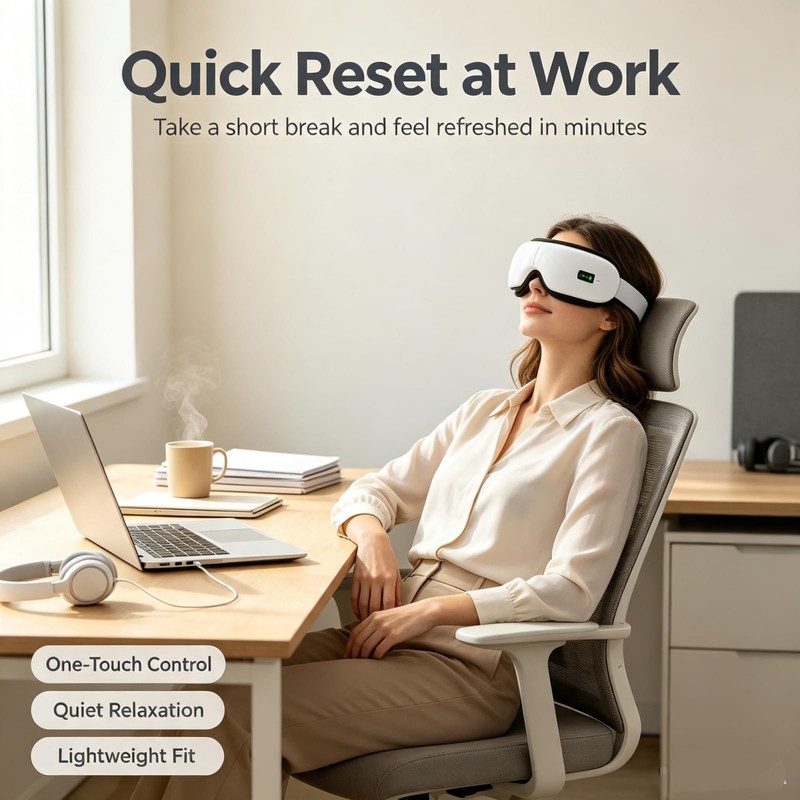Eye Massager with Heat，Foldable Bluetooth Eye Mask，Eye Mask for Eye