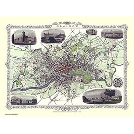 History Portal Limited Edition 1000 Piece Jigsaw Puzzle - Map of Glasgow Scotland 1851 by John Tallis