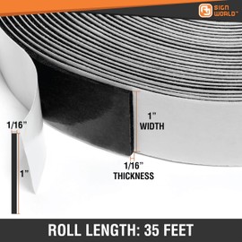 AJ Sign World 1/16in x 1in Weather Stripping Foam Insulation Tape, Doors, Windows, Sliding Door, A/C, Soundproofing, Draft Stopper, Shock Absorption (1/16" T x 1" W x 35 Ft L)