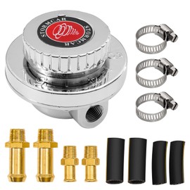 TEMSONE Adjustable Carb Fuel Pressure Regulator Kit Universal Manual 1-5 Psi Fuel Pump Pressure Regulator FPR for Carburetor Engine with 8mm 10mm adapters