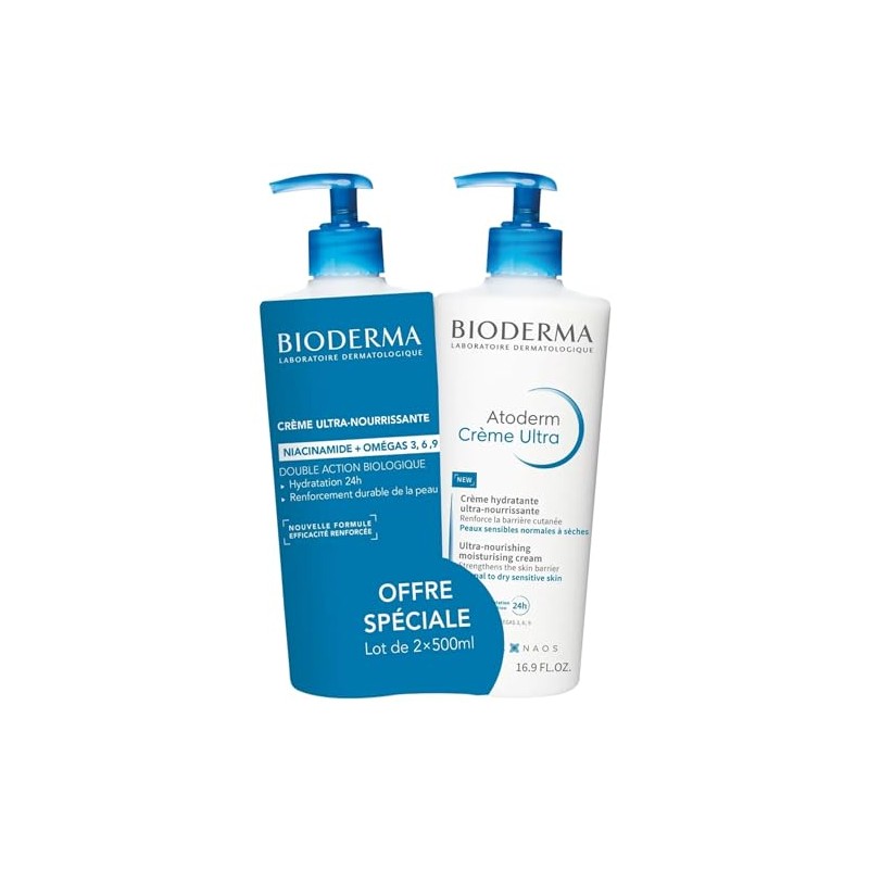 Bioderma Atoderm Crème Ultra Ultra-Nourishing Moisturising Cream 2 x 500ml