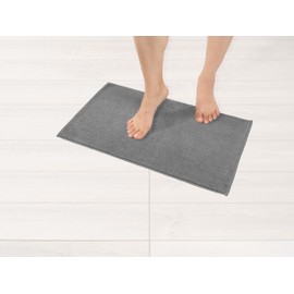 American Soft Linen Bath Rug, 17 in 24 in 100% Cotton Bath Mats Rugs for Bathroom, Slip Reducer Washable Shaggy Form Area Rugs, Light Grey Bath Rug