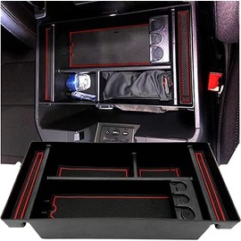 JOJOMARK for 2019-2021 GMC Sierra/Chevy Silverado 1500 Accessories Center Console Organizer Tray, also for 2020-2021 Chevy Silverado/GMC Sierra 2500 HD/3500 HD -Full Center Console Models Only (RED)