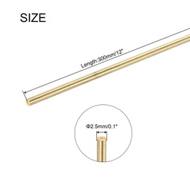 QUARKZMAN 2.5 mm x 300 mm brass round rod, metal solid shaft rods, lathe rod for DIY craft projects, model car, helicopter, plane, pack of 10
