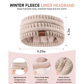 Womens Winter Beanie Hat Scarf Gloves Headband Set, Slouchy Beanie Ear Warmer with Fleece Lined Thick Knit Neck Scarf Touchscreen Gloves, 4 Piece Fashionable Warm Gift Set for Cold Weather Navy