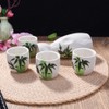 Japanese Ceramic Sake Set of 5,Bamboo Pattern Sake Pot and