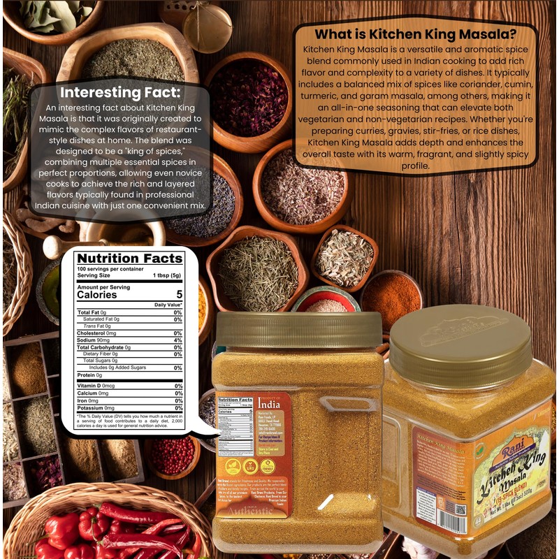 Rani Kitchen King Masala (20-Spice Curry blend) 17.5oz (1.1lbs) 500g