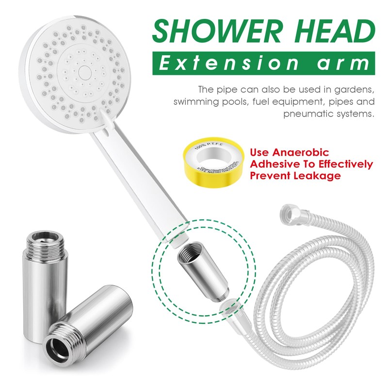 cobee Shower Head Extension Arm 2 Pieces Stainless Steel 50