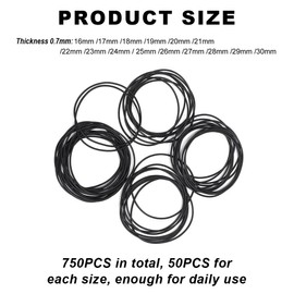 Bangbobi Round Rubber Seal Set, 750 Pieces High-Quality Seals for Watch Repair Tools, Various Sizes, Rubber Sealing Ring for Waterproof Watches