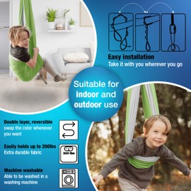 MINGLEWOOD Sensory Swing Bundle – 360° Swivel Hanger – Complete Set for Children – Special Needs: Anxiety, ADHD, Autism & Sensory Disorders
