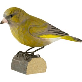 WILDLIFEGARDEN Wildlife Garden WG407 DecoBird Grünfink - Handgeschnitzter Dekorative Vogel aus Holz - Kleine Europäische Vögel