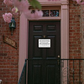 NO SOLICITING SPOILER ALERTTHE ANSWER IS NO Sign for Business, Offices, Restaurants, Hotels, Rest Stops, Public Restrooms,Warning Sign for Business,(White Acrylic 5 x 3.5 in),SSP20