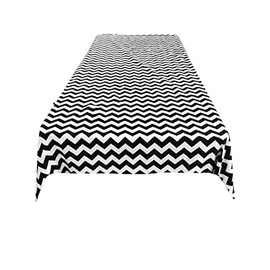New Creations Fabric & Foam Inc, Chevron/Zig Zag Print Poly Cotton Tablecloth (White & Black, 58" Wide x 90" Long Rectangular)