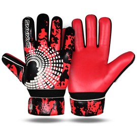 SAWANS Football Goalkeeper Gloves Boys Kids Children Youth Adult Soccer Goalie Gloves Strong Grip Palms Wrist Support Junior Anti Slip (Red, Size 5 Suitable For 9 to 12 Years Old)