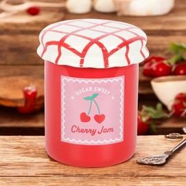 Cherry Jam Jar Wax Melt & Essential Oil Warmer – Ceramic Candle Wax Burner for Aromatherapy, Home Fragrance, Tealight Use, Cherry-Themed Scent Warmer Kitchen Home Decor NOT Electric