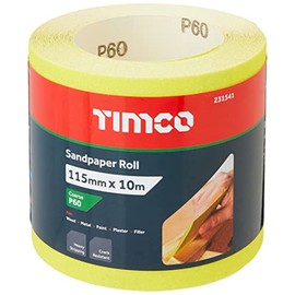 TIMCO 60 Grit Sandpaper Roll - Yellow - 115mm x 10m