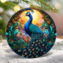 Christmas Tree Decorations Peacock Ornament, Smooth Ceramic Christmas Tree Ornaments, Xmas Decorative Hanging Ornaments, Christmas Decor Indoor Home Party Gifts Souvenir Peacock