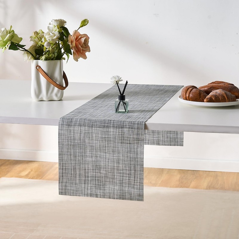LRartdeco Modern Table Runner Grey White Table Runner Washable Heat-Insulated