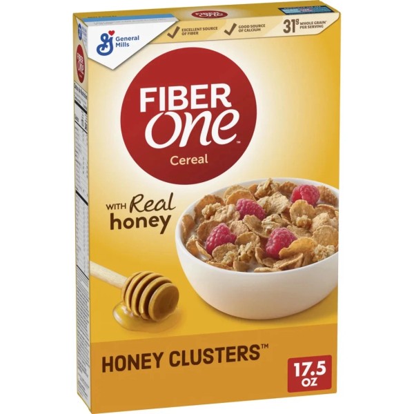 One Honey Clusters Breakfast Cereal, Fiber Cereal Made with Whole