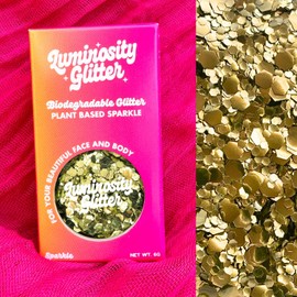Gold Eco Friendly Glitter - Face and Body Biodegradable Glitter - Gold Glitter Mix - Vegan Glitter 6 gram Pot - Loose Eco Glitter - Glitter Makeup
