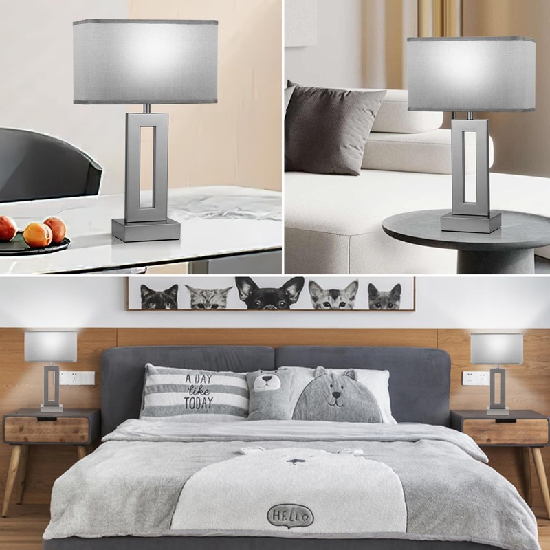 Bedroom Table Lamps Set of 2 - Grey Touch Bedside