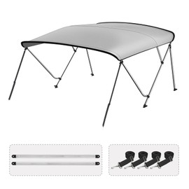 Leadpro 3 Bow Bimini Top Boat Cover with Straps and Rear Support,Mounting Hardwares & Storage Boot,Grey,67"-72"
