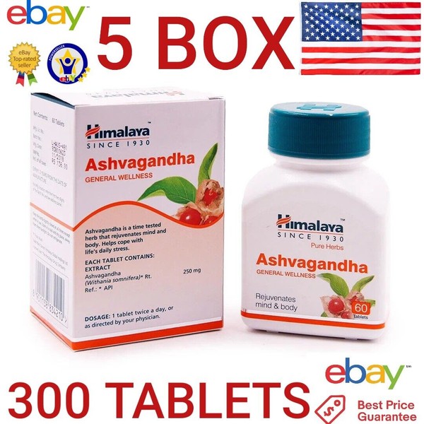 Ashwagandha Himalaya 5 Pack 300 Tablets Exp9.2025 Anxiety Stress Relief Immunity
